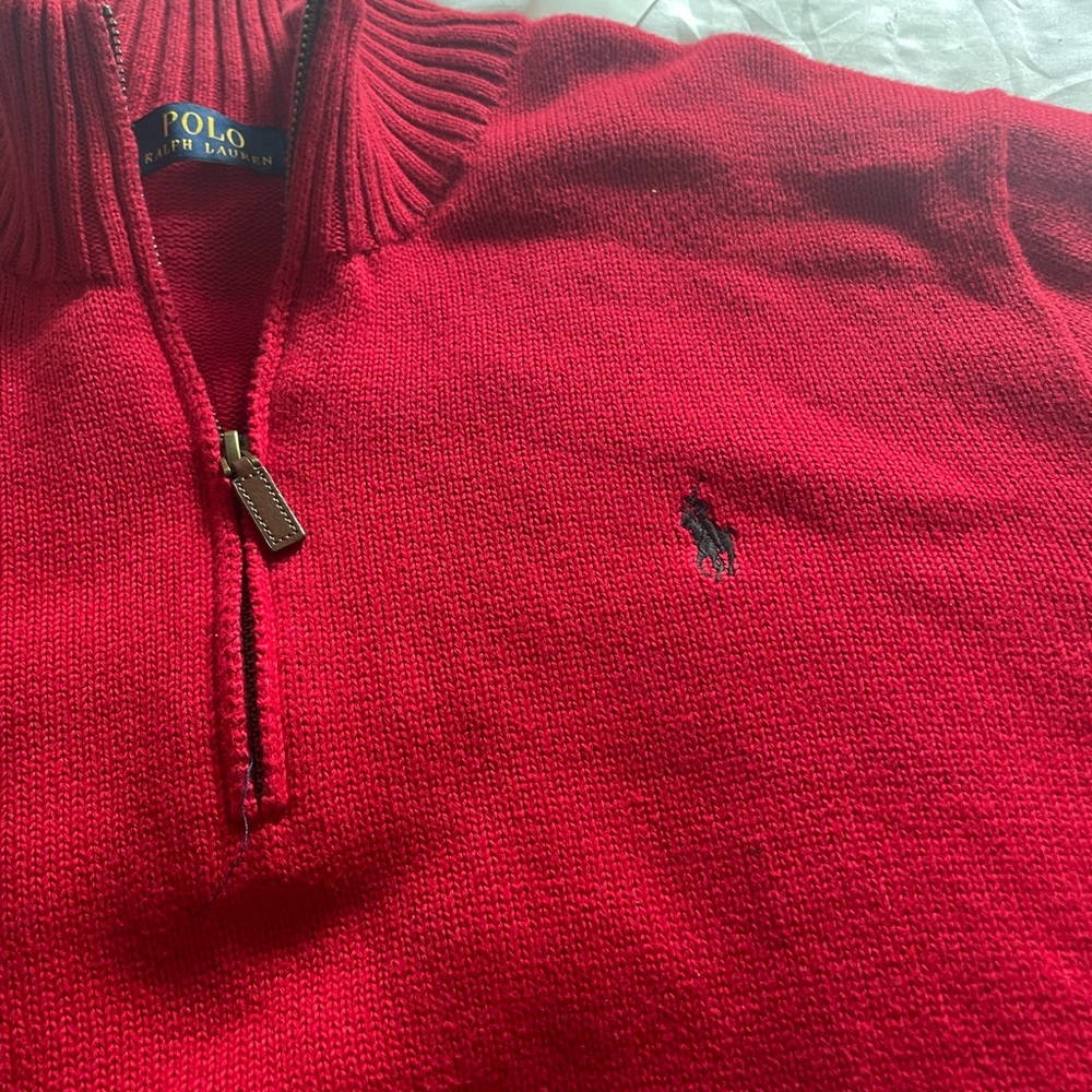 Polo by Ralph Lauren Red Zip Up Sweater